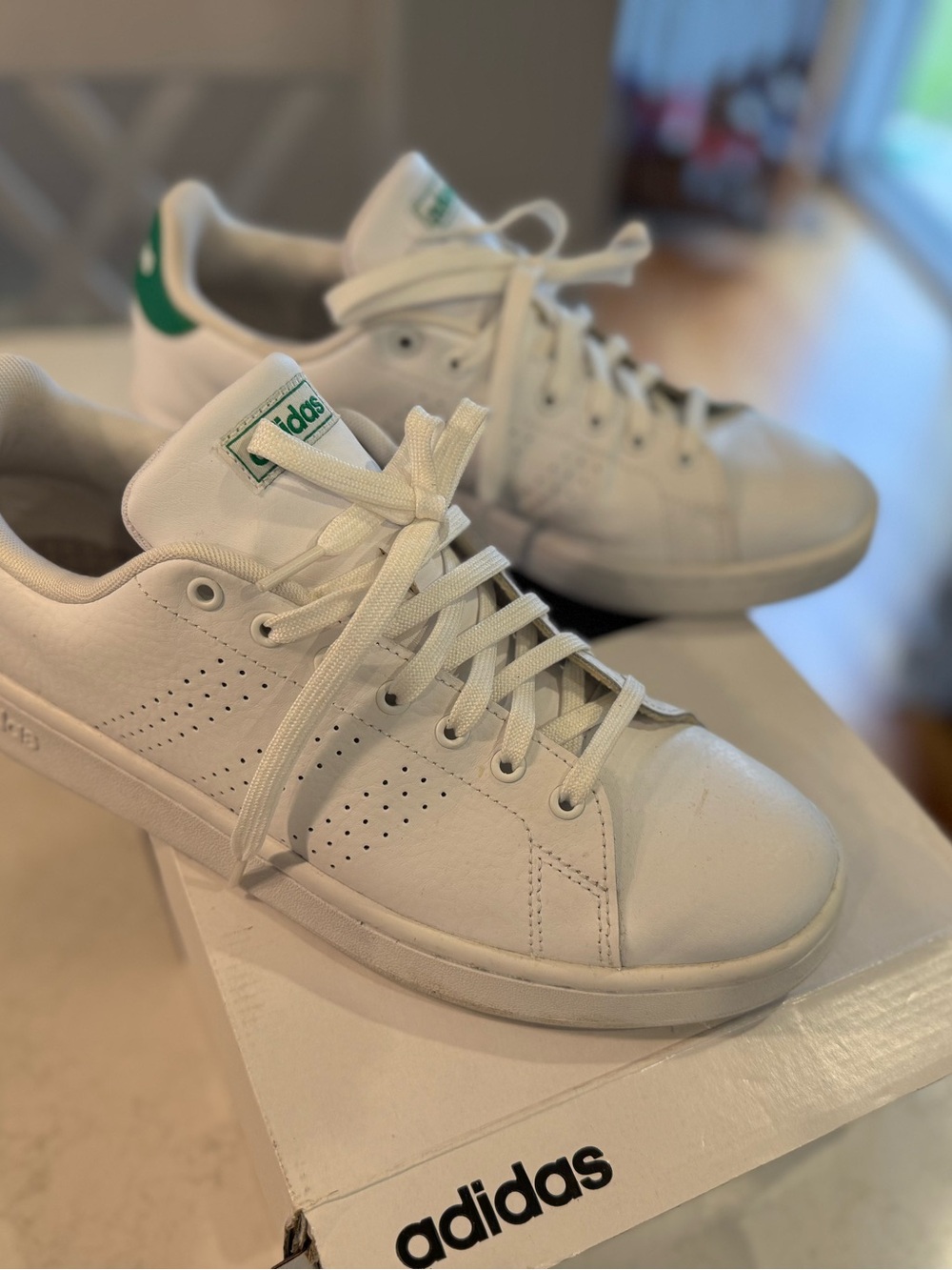 Men's White Leather Low-Top Sneakers 10